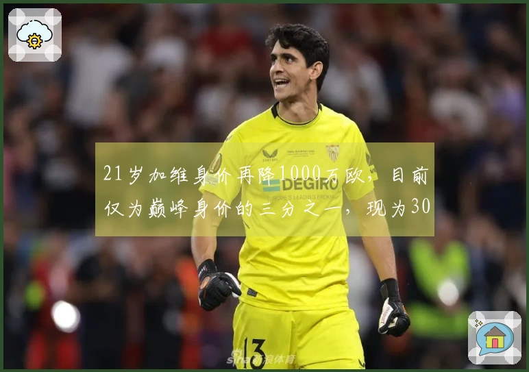 21岁加维身价再降1000万欧，目前仅为巅峰身价的三分之一，现为3000万欧